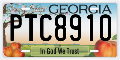 GA license plate PTC8910