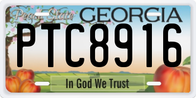 GA license plate PTC8916