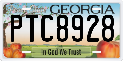 GA license plate PTC8928