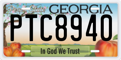 GA license plate PTC8940