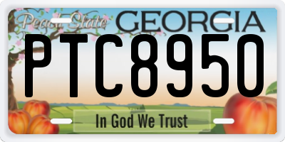 GA license plate PTC8950