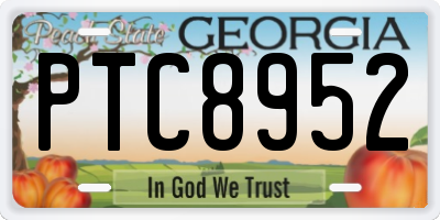 GA license plate PTC8952