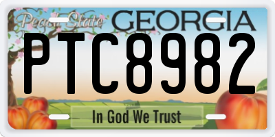 GA license plate PTC8982