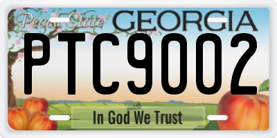GA license plate PTC9002