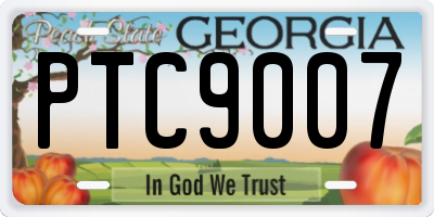 GA license plate PTC9007