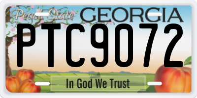GA license plate PTC9072