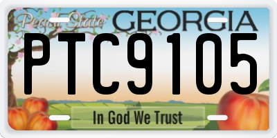 GA license plate PTC9105