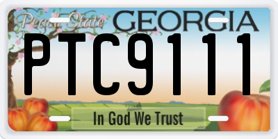 GA license plate PTC9111