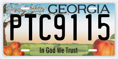 GA license plate PTC9115