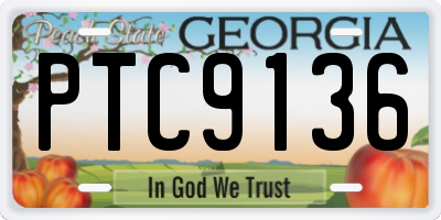 GA license plate PTC9136
