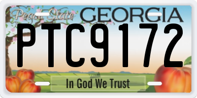 GA license plate PTC9172