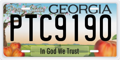 GA license plate PTC9190