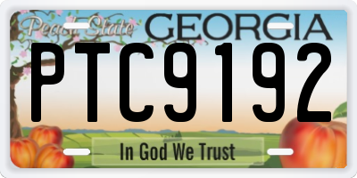 GA license plate PTC9192
