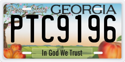 GA license plate PTC9196