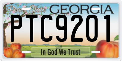 GA license plate PTC9201