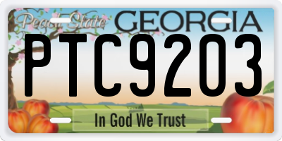 GA license plate PTC9203