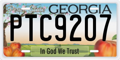 GA license plate PTC9207