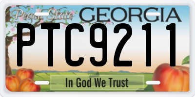 GA license plate PTC9211