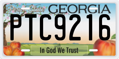 GA license plate PTC9216