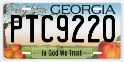 GA license plate PTC9220