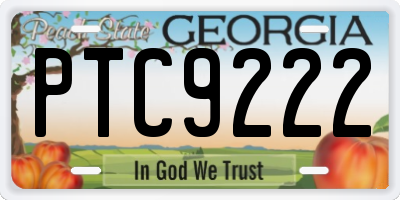 GA license plate PTC9222
