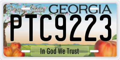 GA license plate PTC9223
