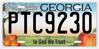 GA license plate PTC9230