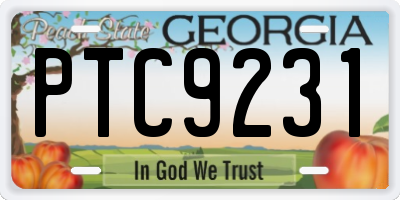 GA license plate PTC9231