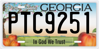 GA license plate PTC9251