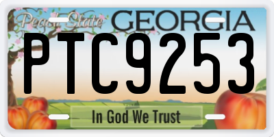GA license plate PTC9253