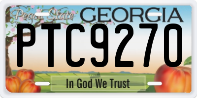 GA license plate PTC9270