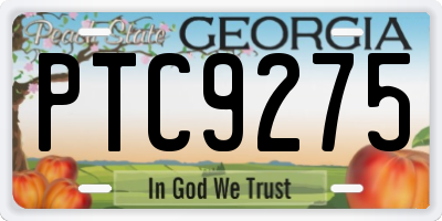 GA license plate PTC9275