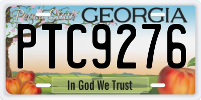 GA license plate PTC9276
