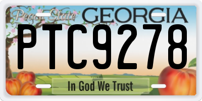 GA license plate PTC9278