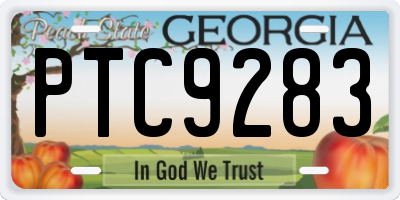 GA license plate PTC9283