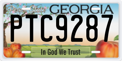 GA license plate PTC9287