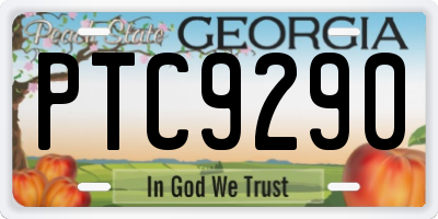 GA license plate PTC9290