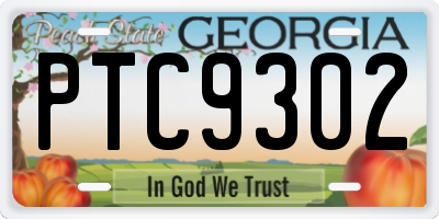 GA license plate PTC9302