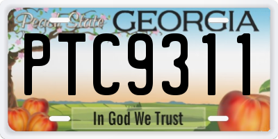 GA license plate PTC9311