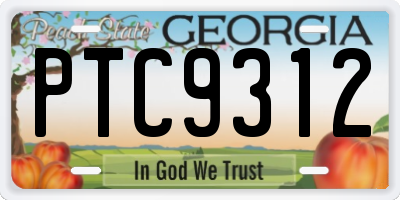 GA license plate PTC9312