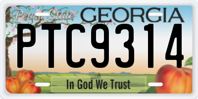 GA license plate PTC9314