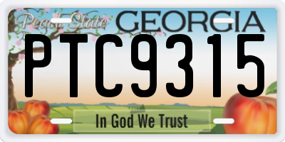 GA license plate PTC9315