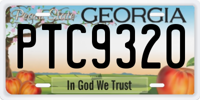 GA license plate PTC9320