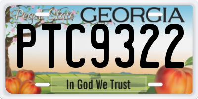GA license plate PTC9322