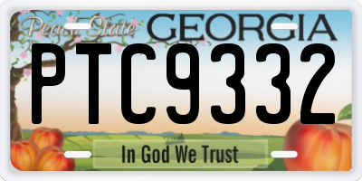 GA license plate PTC9332