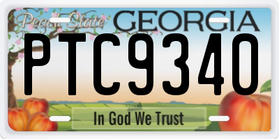 GA license plate PTC9340