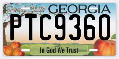 GA license plate PTC9360