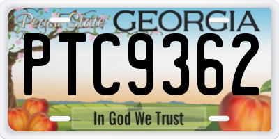 GA license plate PTC9362