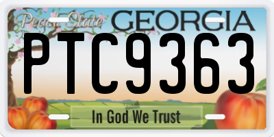 GA license plate PTC9363