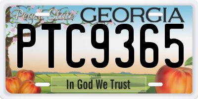 GA license plate PTC9365